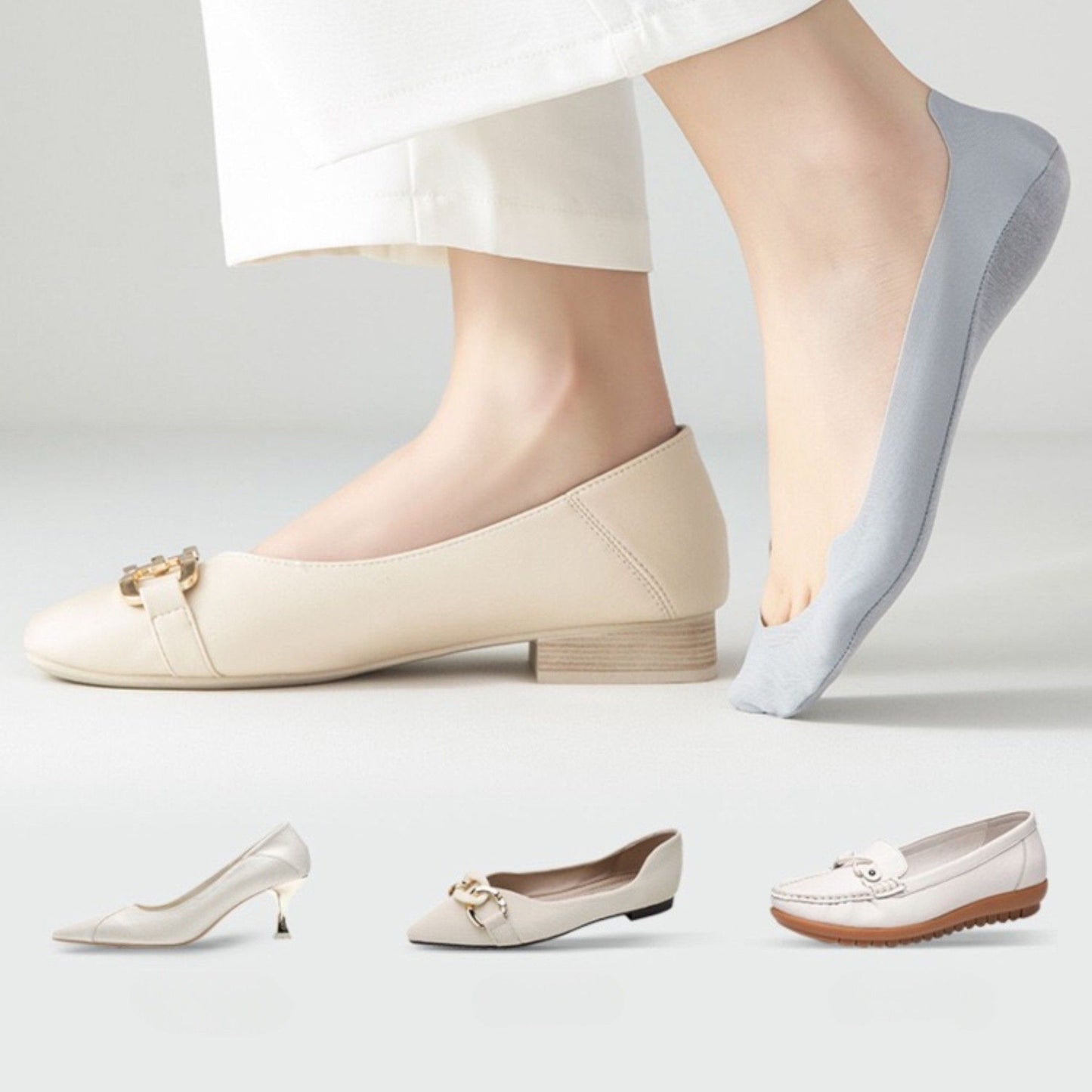 Ultra Low Cut No Show Socks with Anti-Slip Silicone Grip and Seamless Toe Protection 4-Pack