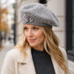 Rhinestone & Flower Embellished Knit Wool Beret