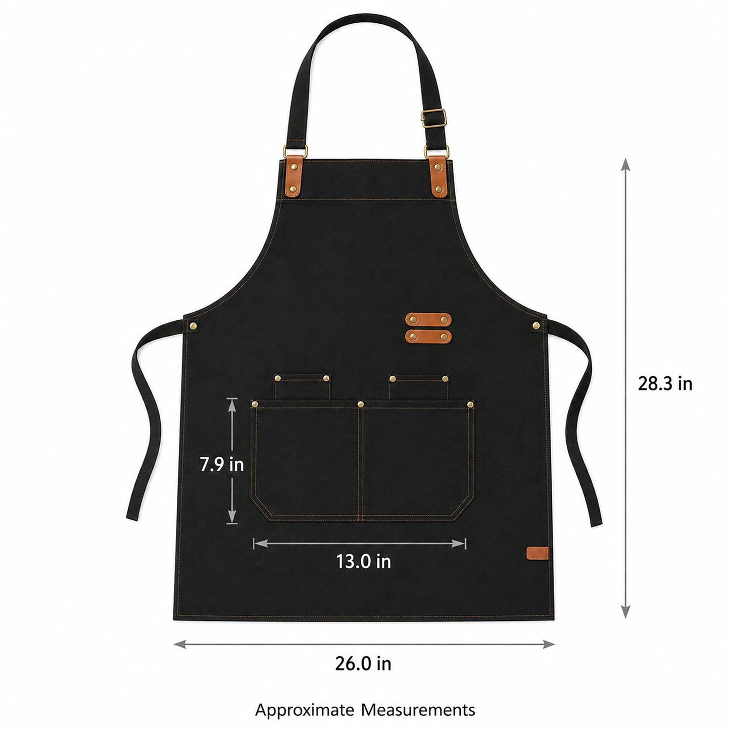 Water Resistant Canvas Bib Apron with Adjustable Straps and Pockets