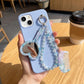 Beaded Keychain Bag Charm with Heart Mirror and Mini Comb