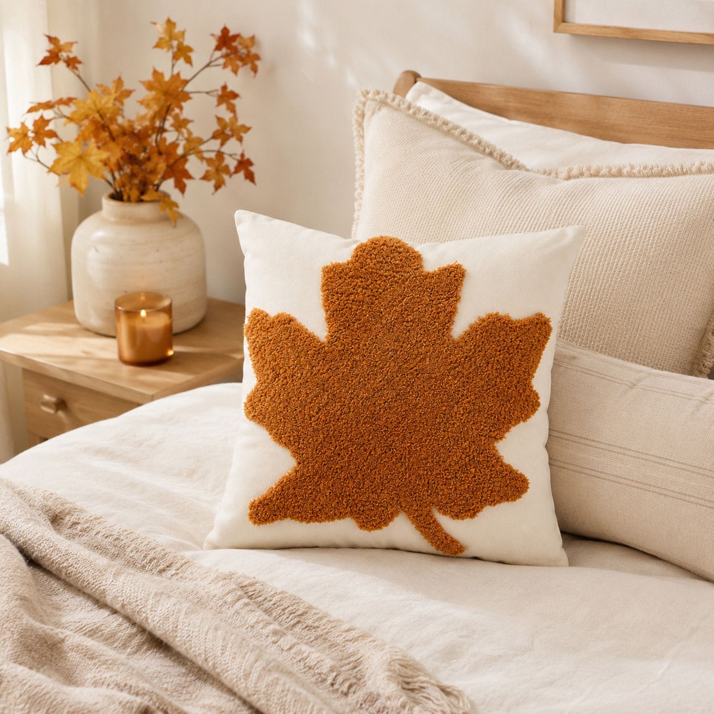 Halloween Fall Pumpkin Ghost Decorative Throw Pillow Cover 17.7x17.7in