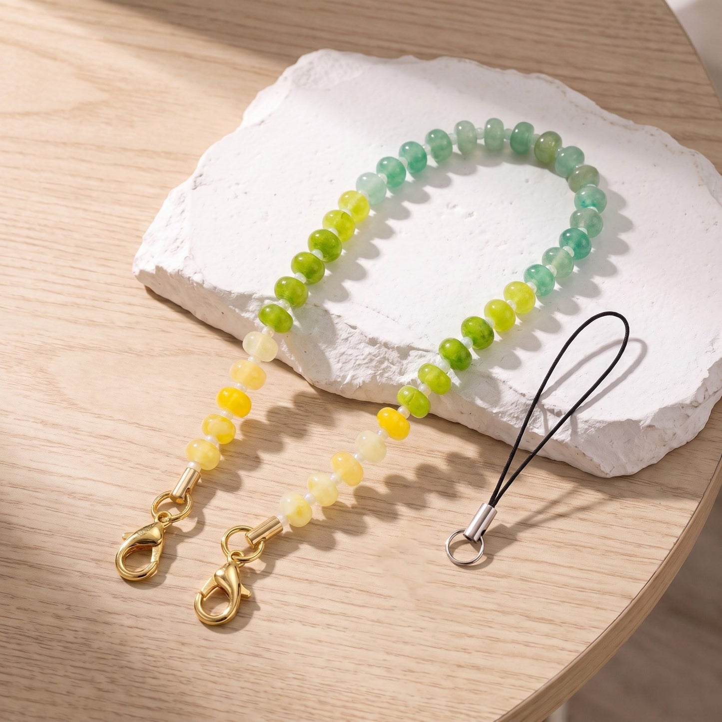 Beaded Phone Wrist Strap with Detachable Clasps