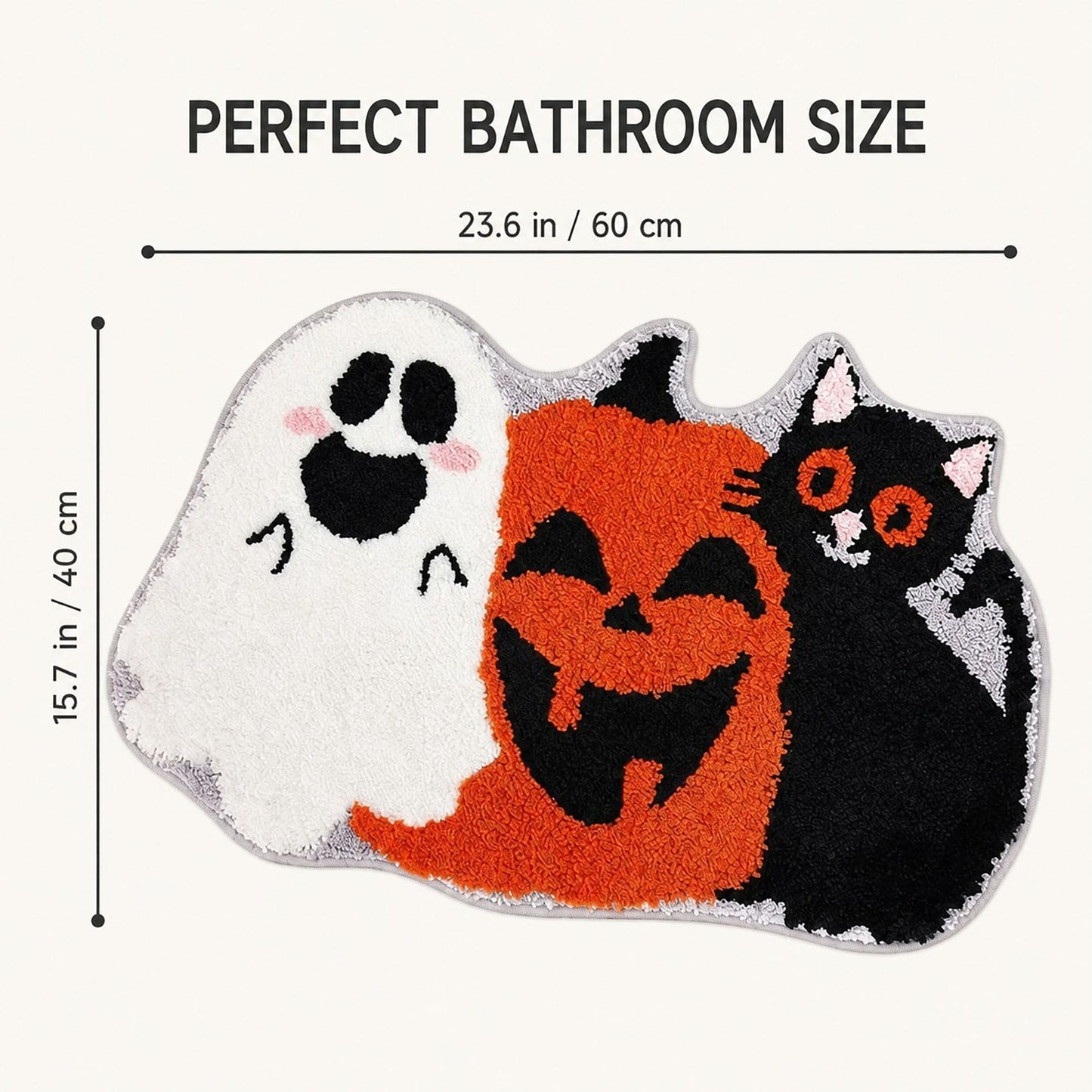 Halloween Character Shaped Bath Mat Nonslip Accent Rug 15.7 x 23.6 Inches