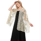 Embroidered Sequin Mesh Shawl Wrap Sheer Floral Scarf Scalloped Edge