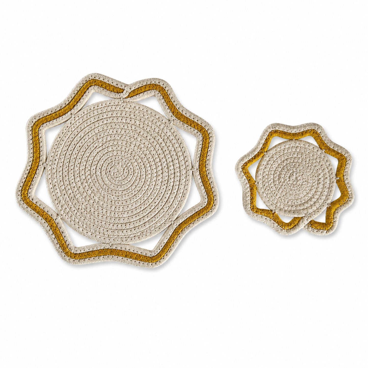 Woven Cotton Cord Octagonal Placemat and Coaster 2-Piece Set