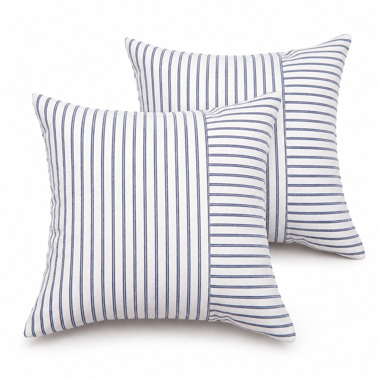 2 Pack Striped Textured Throw Pillow Covers 18 x 18 Inch for Couch Sofa and Bed