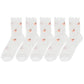 5-Pair Set Ruffle Ankle Socks with Floral Embroidery and Breathable Knit Design for Flats or Mary Janes
