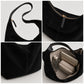 Slouchy Faux Suede Hobo Shoulder Bag with Zip Closure and Wide Strap