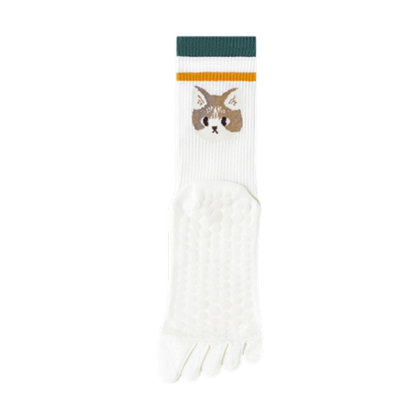 1 Pair Animal Face Toe Socks with Anti-Slip Grip Bottom and Cartoon Embroidery