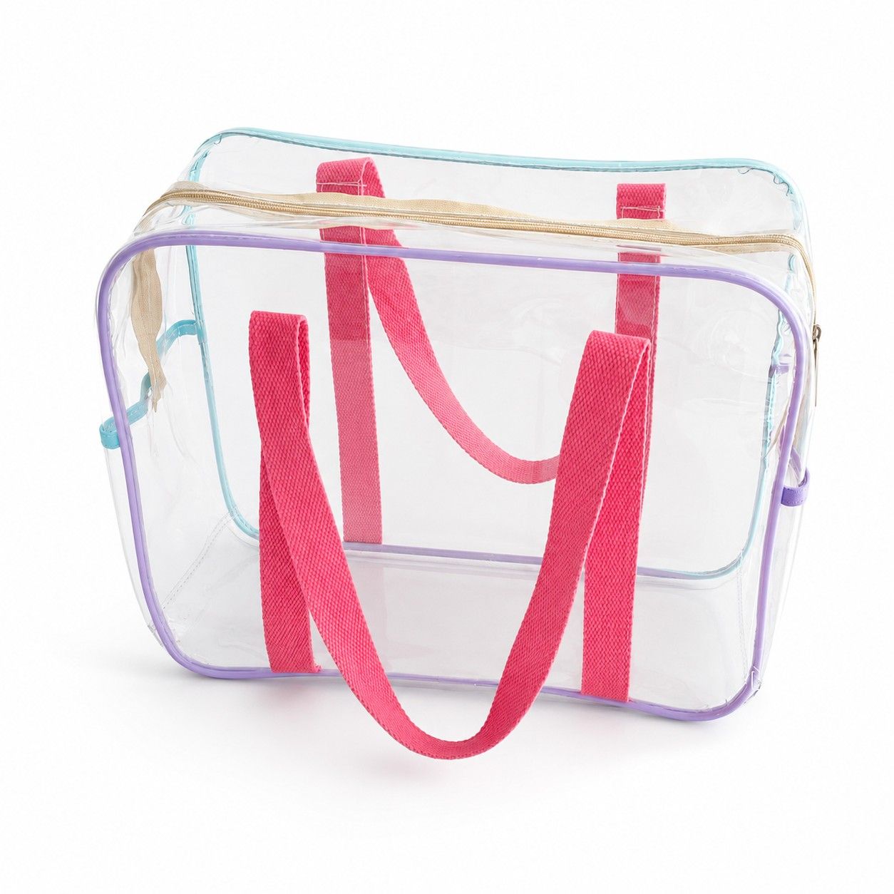 Clear PVC Travel Toiletry Bag with Zip Closure and Carry Handles
