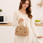 Heart Print Corduroy Insulated Lunch Bag with Handles and Zip Closure