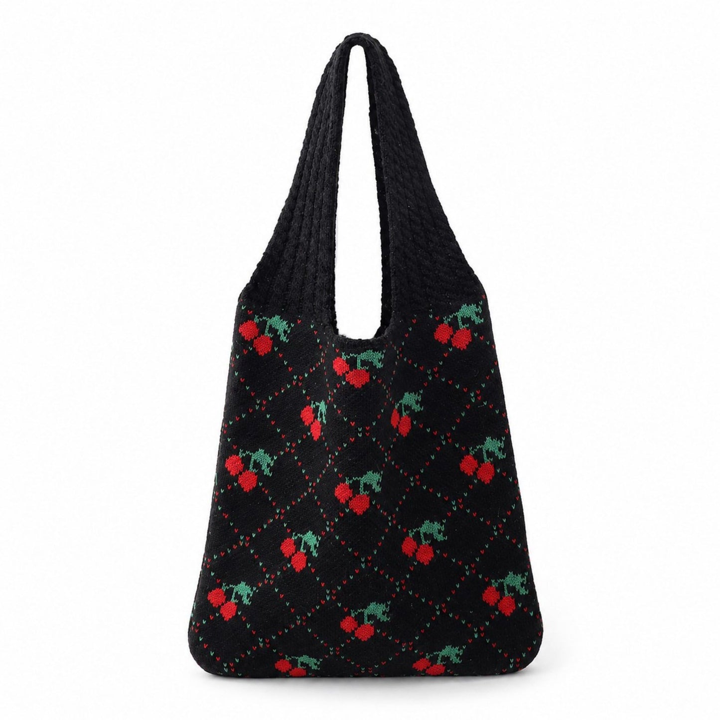 Cherry Knit Tote Bag Crochet Shoulder Purse Large Summer Beach Carryall