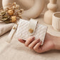 Woven Card Holder Wallet with Rose Accent and Loop Strap
