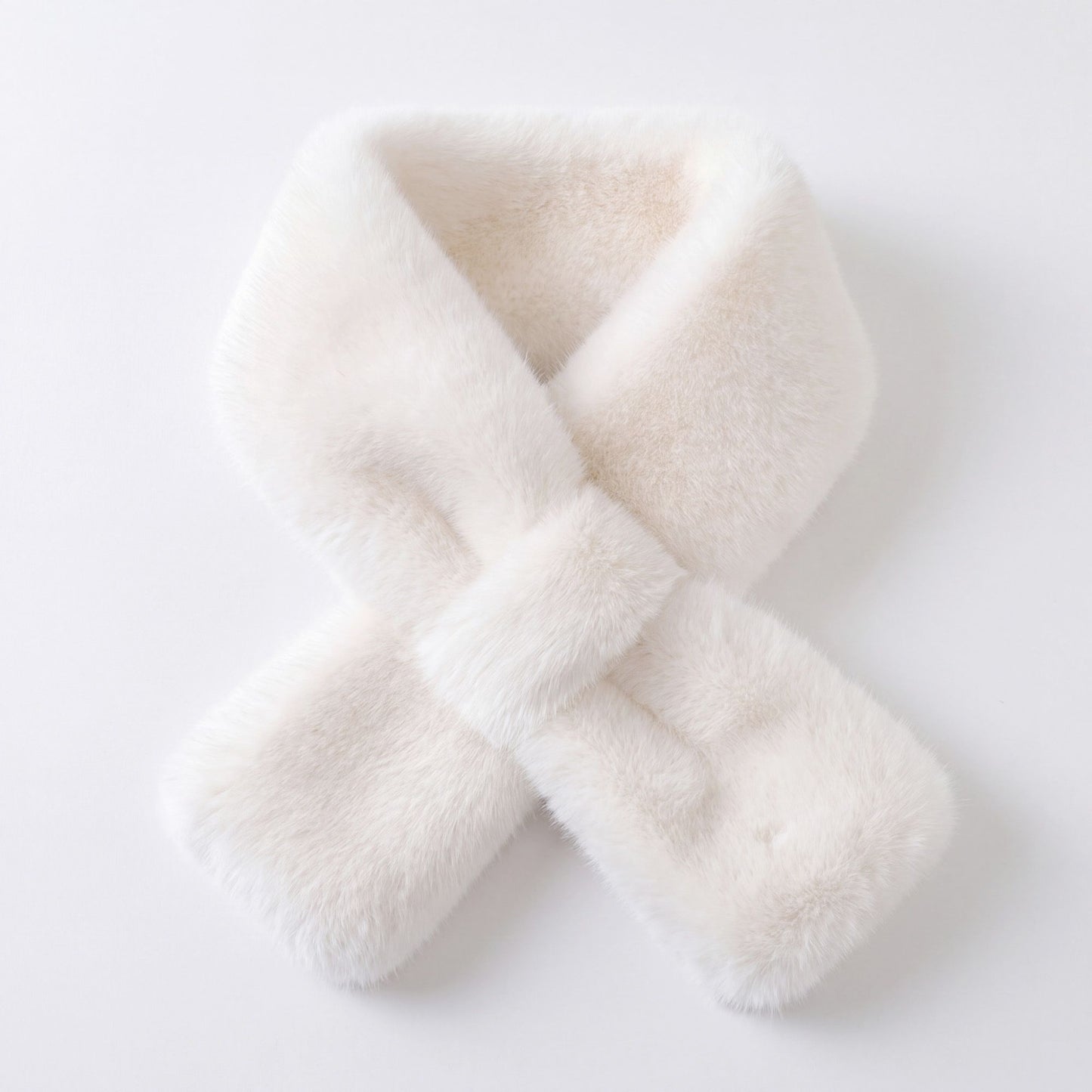 Soft Plush Faux Fur Scarf with Pull Through Design Winter Neck Wrap 31.5*4.7 Inches