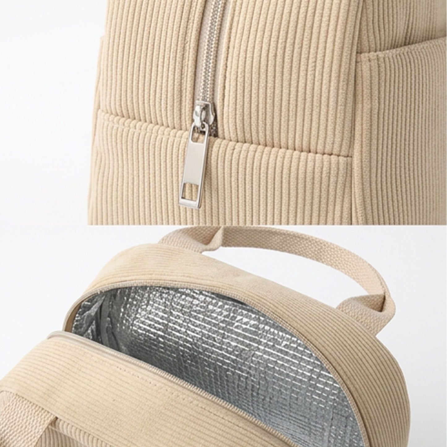 Insulated Corduroy Lunch Bag with Handle