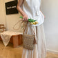 Women's Bohemian Crochet Shoulder Bag with Leather Straps