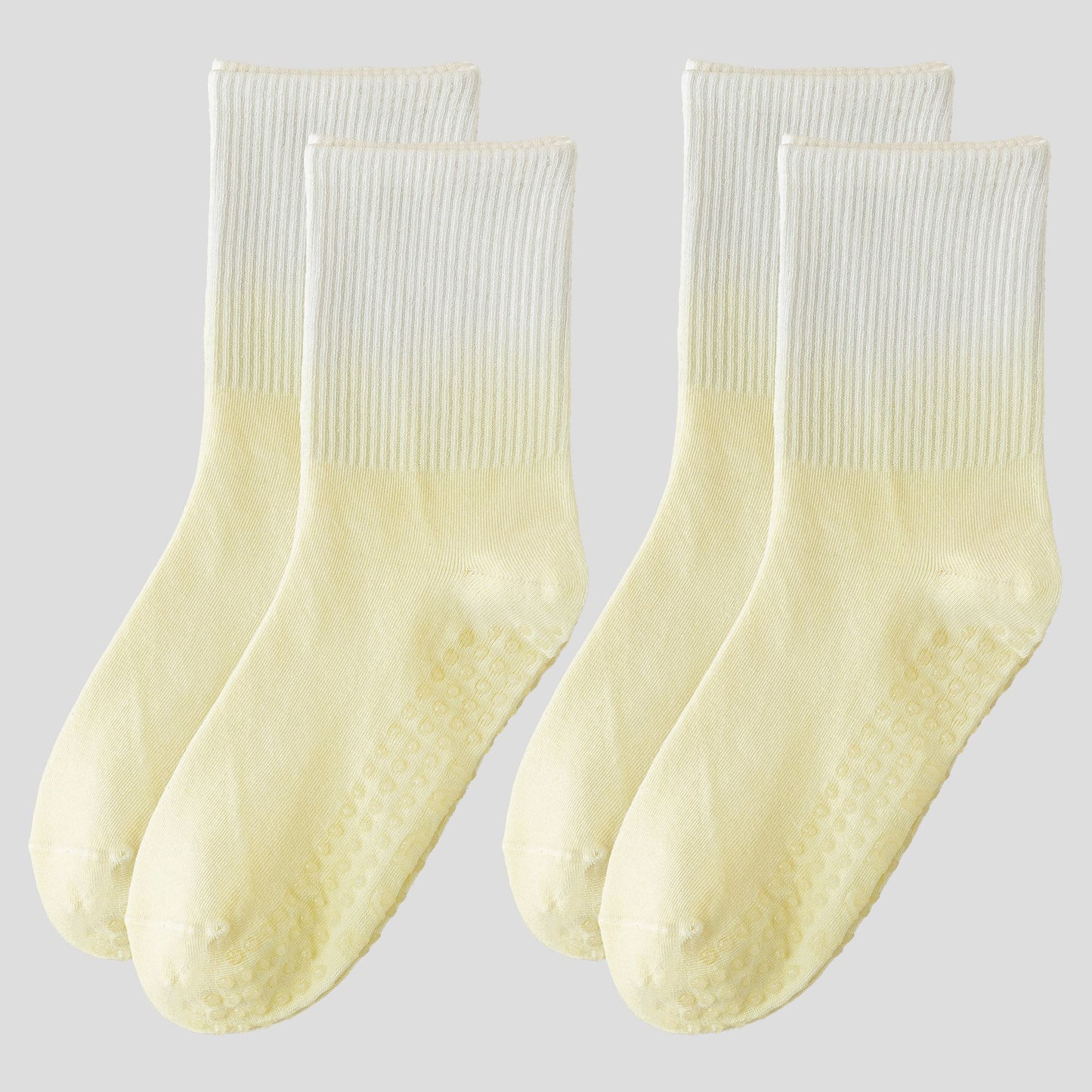 Gradient Color Athletic Crew Socks Non Slip Silicone Cushioned Sole for Yoga Jogging 2 Pairs