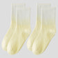 Gradient Color Athletic Crew Socks Non Slip Silicone Cushioned Sole for Yoga Jogging 2 Pairs