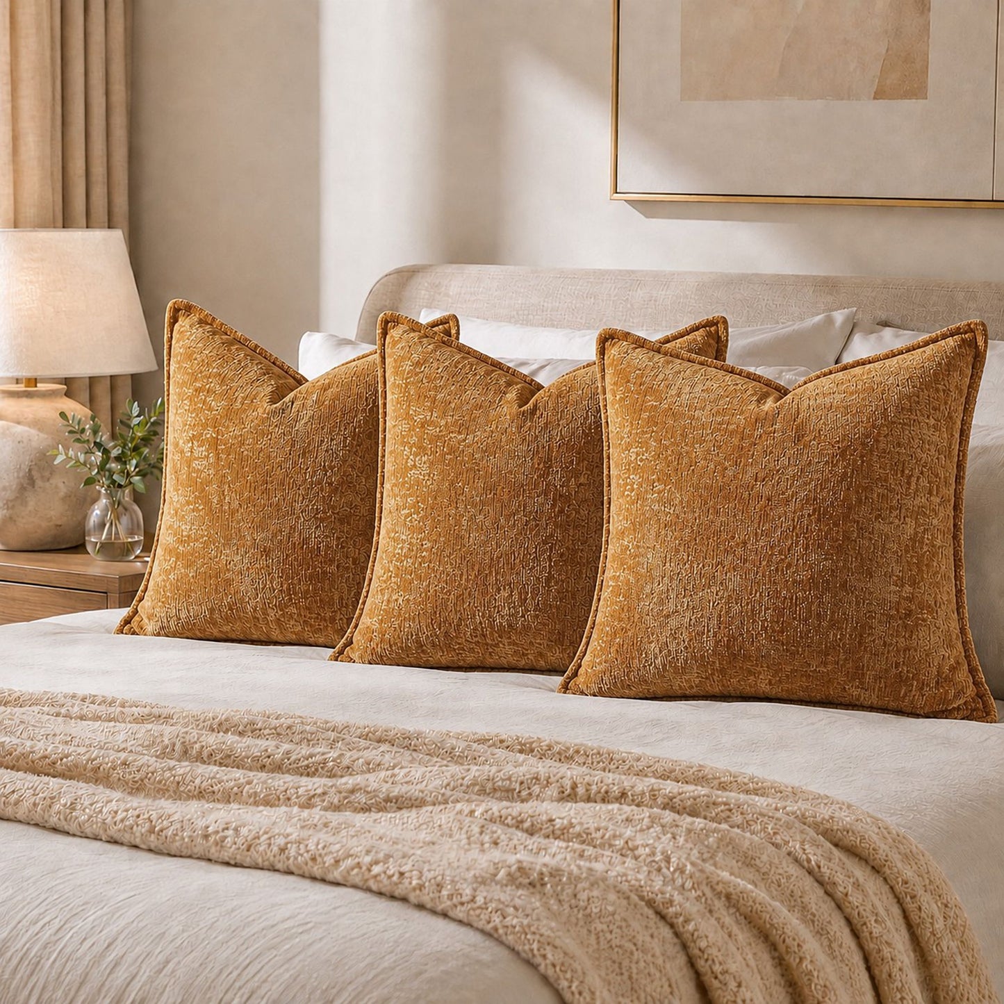 Textured Decorative Throw Pillow Cover Piped Edge Accent Cushion for Sofa Bed Chair
