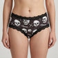 2 Pack Skull Print Lace Trim Hipster Underwear
