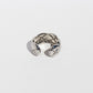 Women's Quilted Open Cuff Ring - Adjustable Brass Textured Statement Ring for Luxury Daily Wear