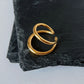 Women's Titanium Steel Double Loop Ring - Durable Hypoallergenic Statement Ring for Daily Wear