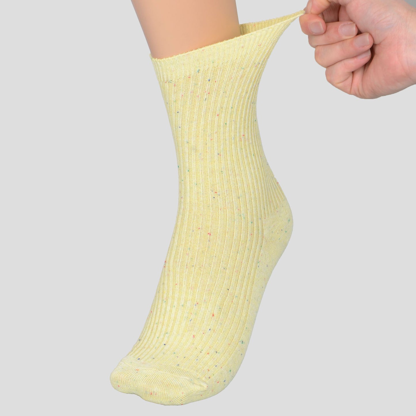 Chic Style Solid Speckled Crew Socks Non Slip Cotton for Casual 2 Pairs 4 Season