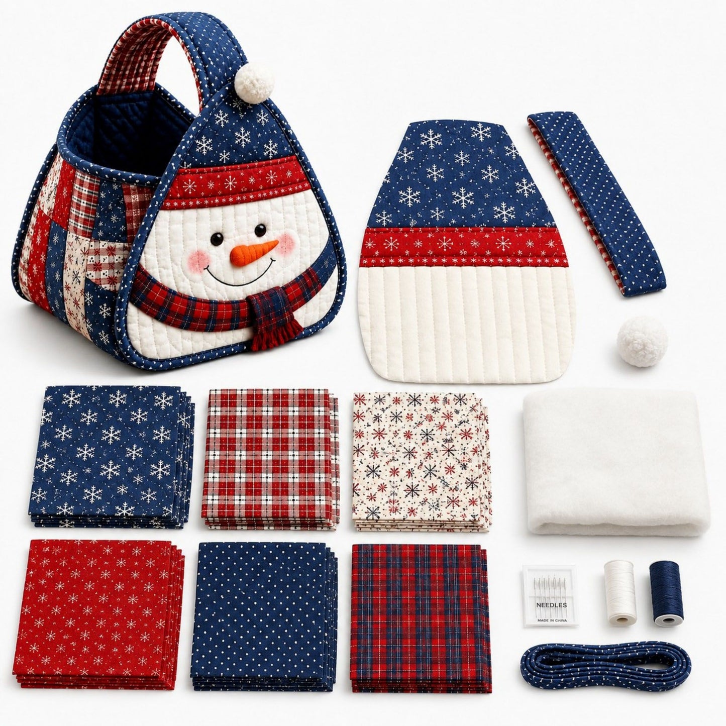 Christmas Santa Quilted Carry Basket DIY Sewing Kit