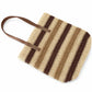 Coastal Stripe Woven Tote Bag with Zip Top Shoulder Handles and Slip Pocket