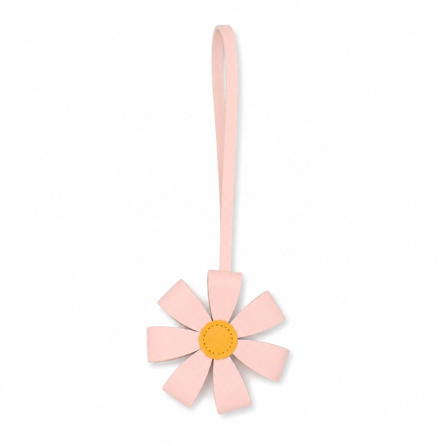 Pink Faux Leather Flower Bag Charm Purse Accessory with Loop Strap