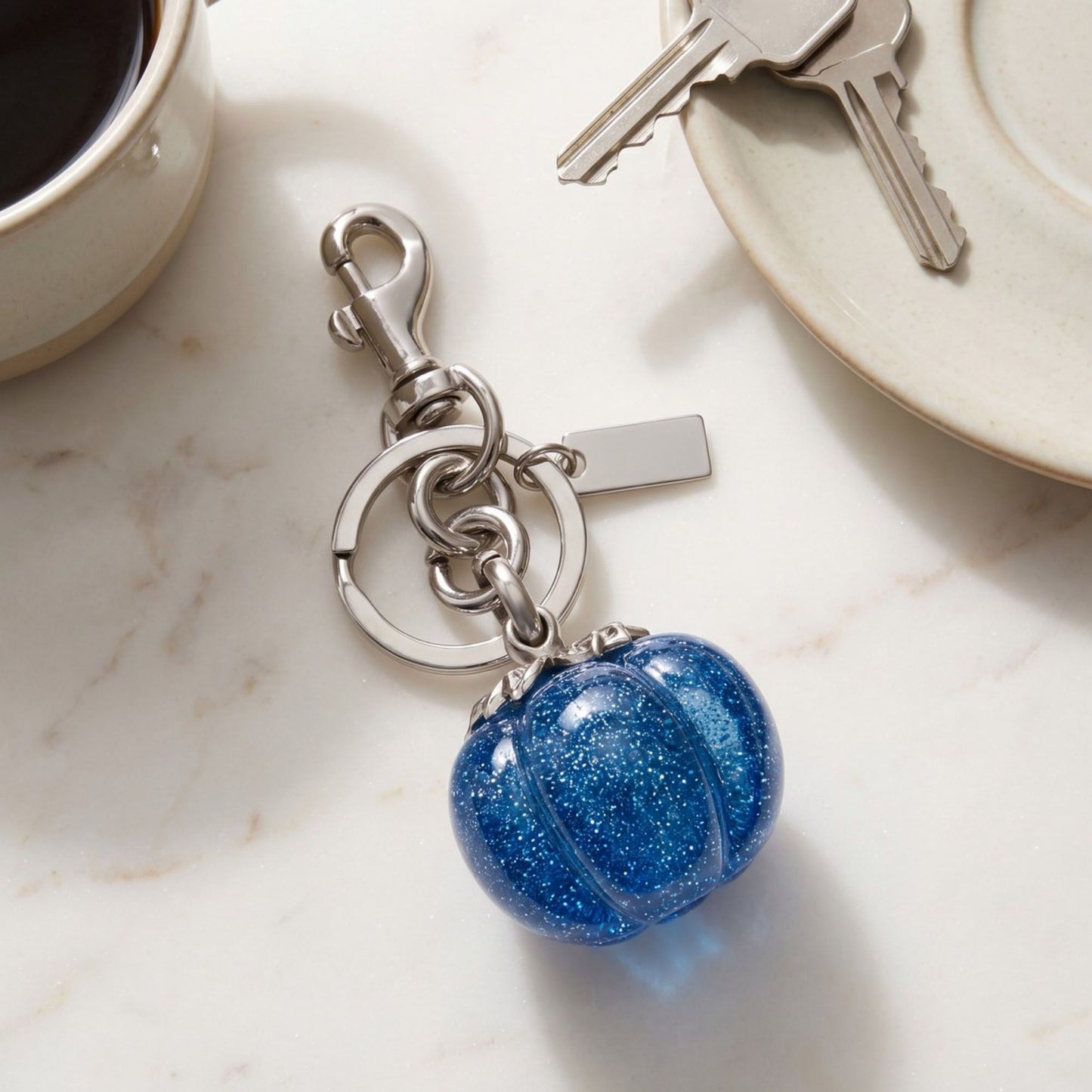 Glitter Pumpkin Keychain and Bag Charm