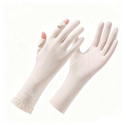 Long Cuff Fingerless Sun Protection Cycling Gloves