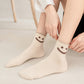 5 Pairs Women's Ankle Socks with Smiley Face Design Soft Cotton Ribbed Cuffs for Casual Everyday Wear