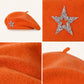 Rhinestone Star Embellished Knit Wool Beret