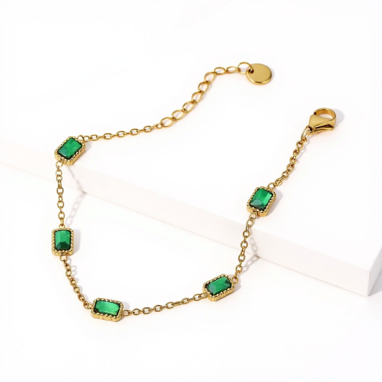 Women's Faceted Gem Station Bracelet with Delicate Linked Chain and Modern Minimalist Detailing for a Refined Everyday Accent