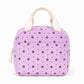 Floral Corduroy Insulated Lunch Tote Bag with Front Pocket and Zip Closure