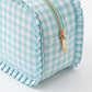 Ruffle Trim Travel Makeup Bag with Zipper Closure