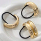 Gold Tone Hair Ties Set 6 Pack Accent Elastic Ponytail Holders Minimalist Hair Accessories