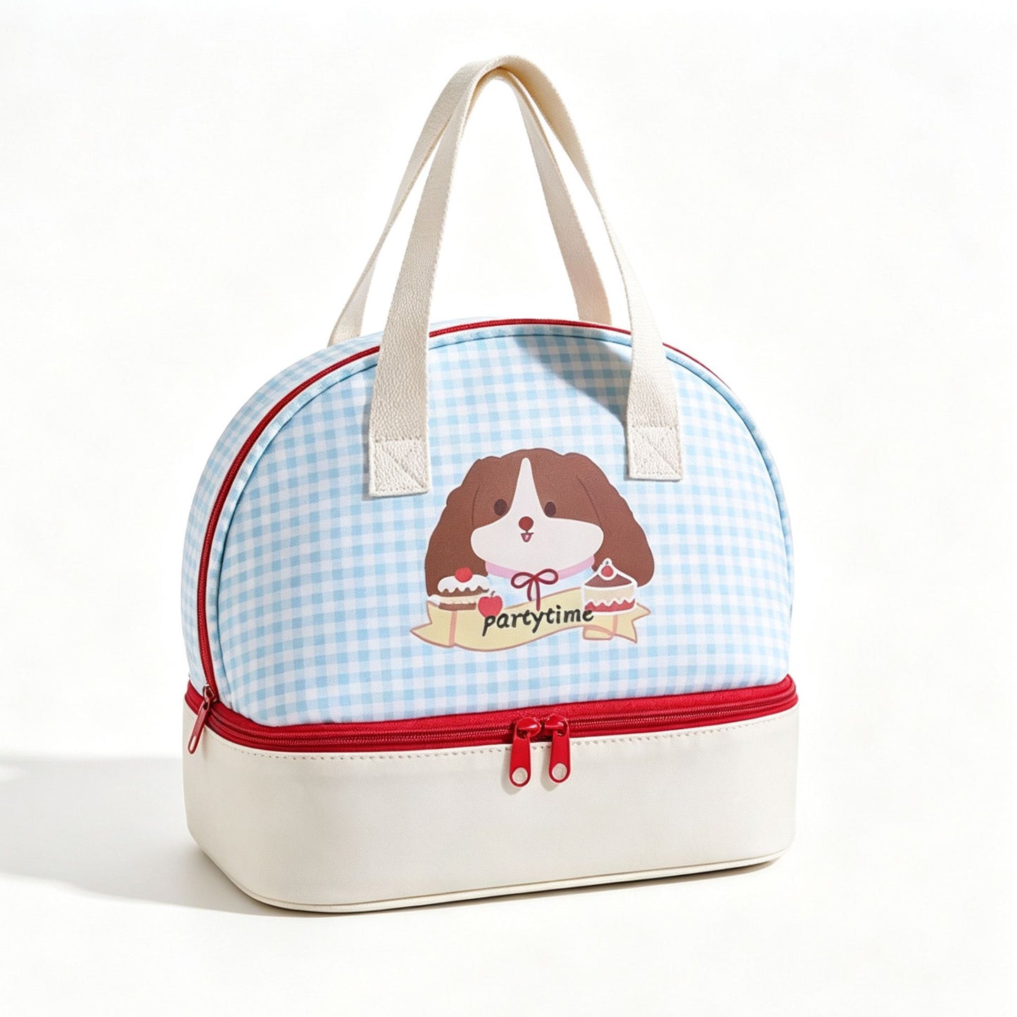 Double Layer Insulated Lunch Bag Large Capacity Cartoon Lunch Tote for School Travel