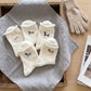 5-Pair Embroidered Dog Crew Socks Set, Soft Ribbed Knit Casual Hosiery