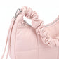 Quilted Crescent Shoulder Bag with Ruched Handle and Detachable Crossbody Strap 10.5x4x6in
