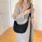Soft Faux Leather Crescent Shoulder Bag Adjustable Strap Slouchy Everyday Crossbody Purse
