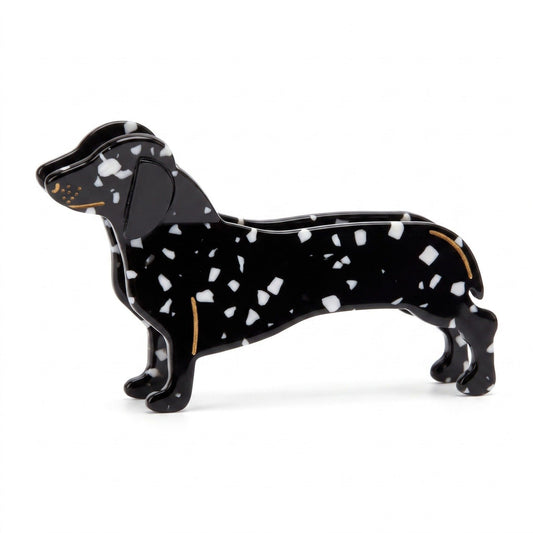 3pc Dachshund Dog Hair Claw Clip Set Speckled Puppy Hair Accessories