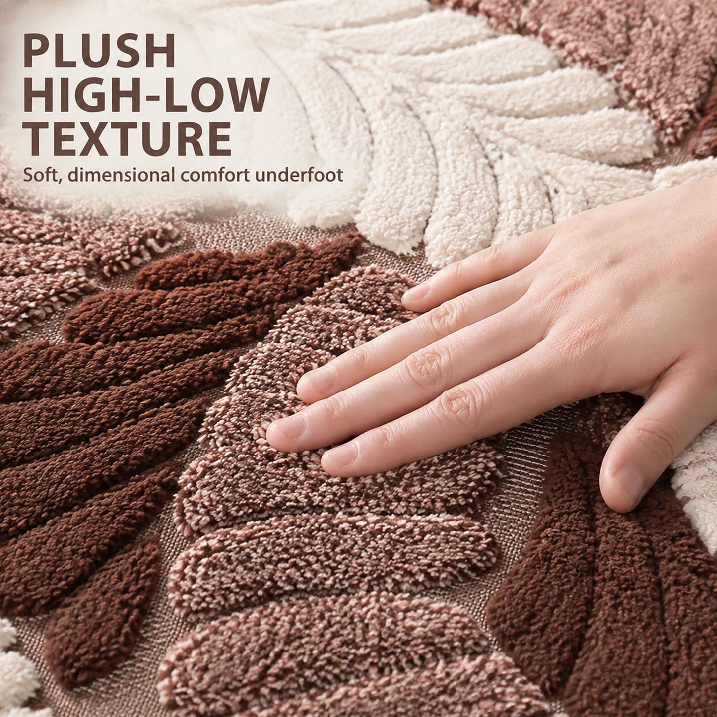 Botanical Leaf Bath Mat Nonslip Tufted Accent Rug 15.7 x 23.6 Inches