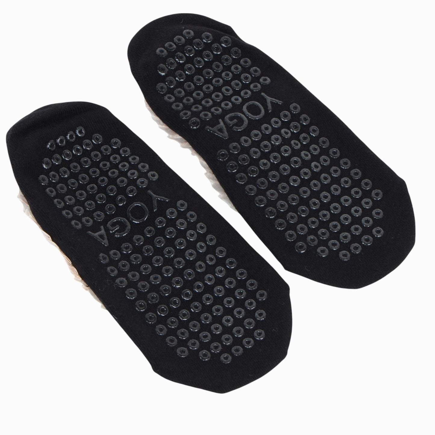 Ballet Style Grip Socks with Ruffle Trim and Cross Strap Anti-Slip Sole Yoga and Pilates 2-Pack