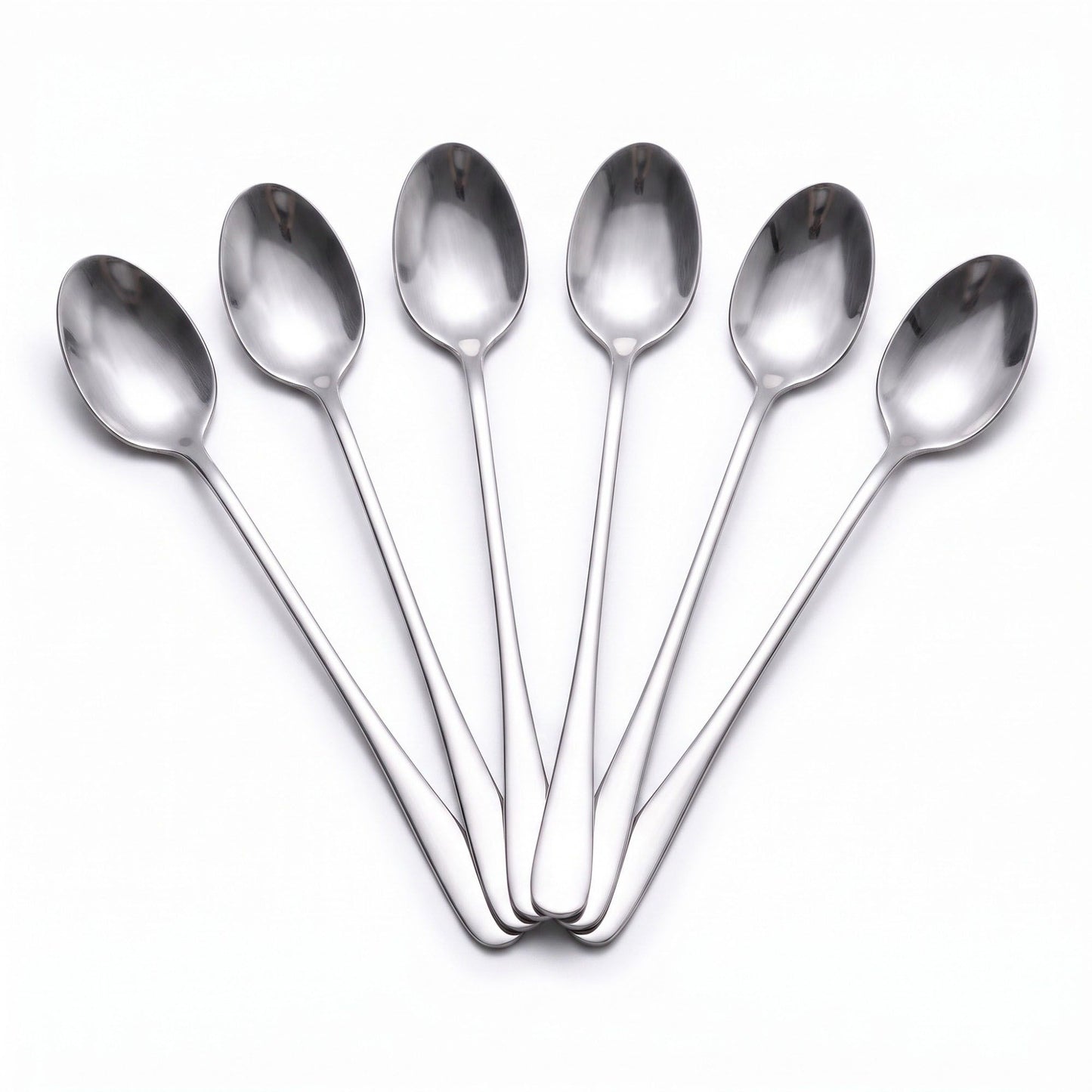 6-Piece Long Handle Stainless Steel Coffee and Iced Tea Spoon Set