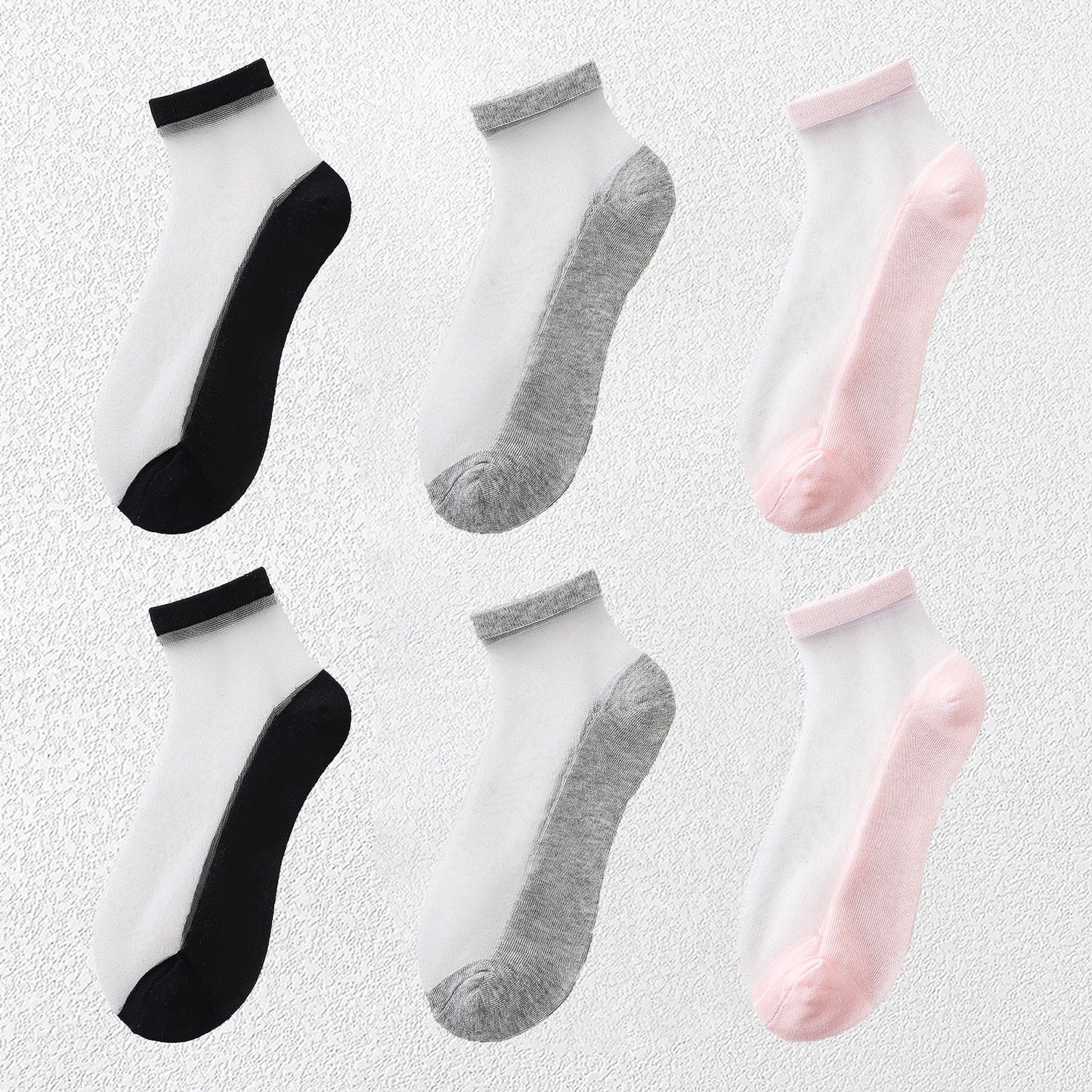 Chic Summer Thin Ankle Socks Soft for Casual 6Pk