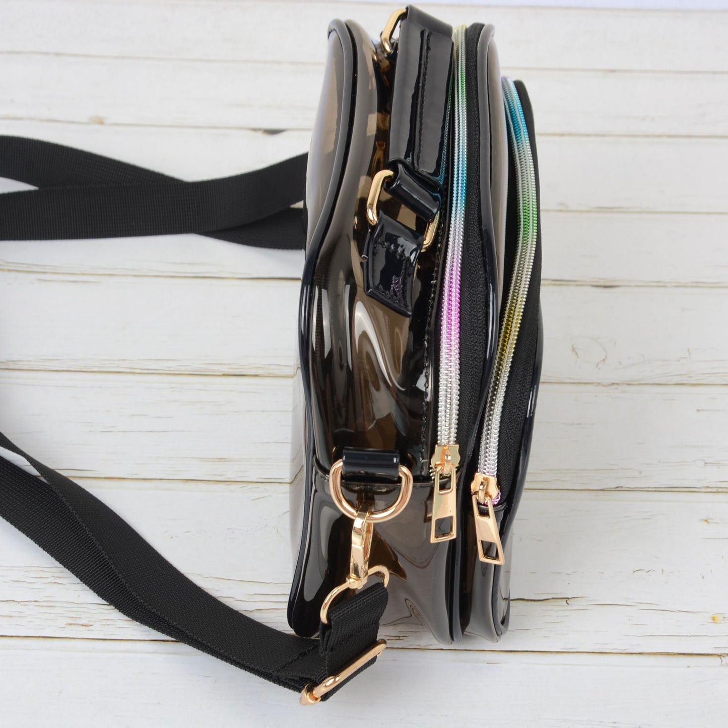 Trendy Clear Transparent Women's Shoulder Bag with Iridescent Trim