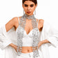 Sequin Floral Skinny Scarf Mesh Neck Wrap