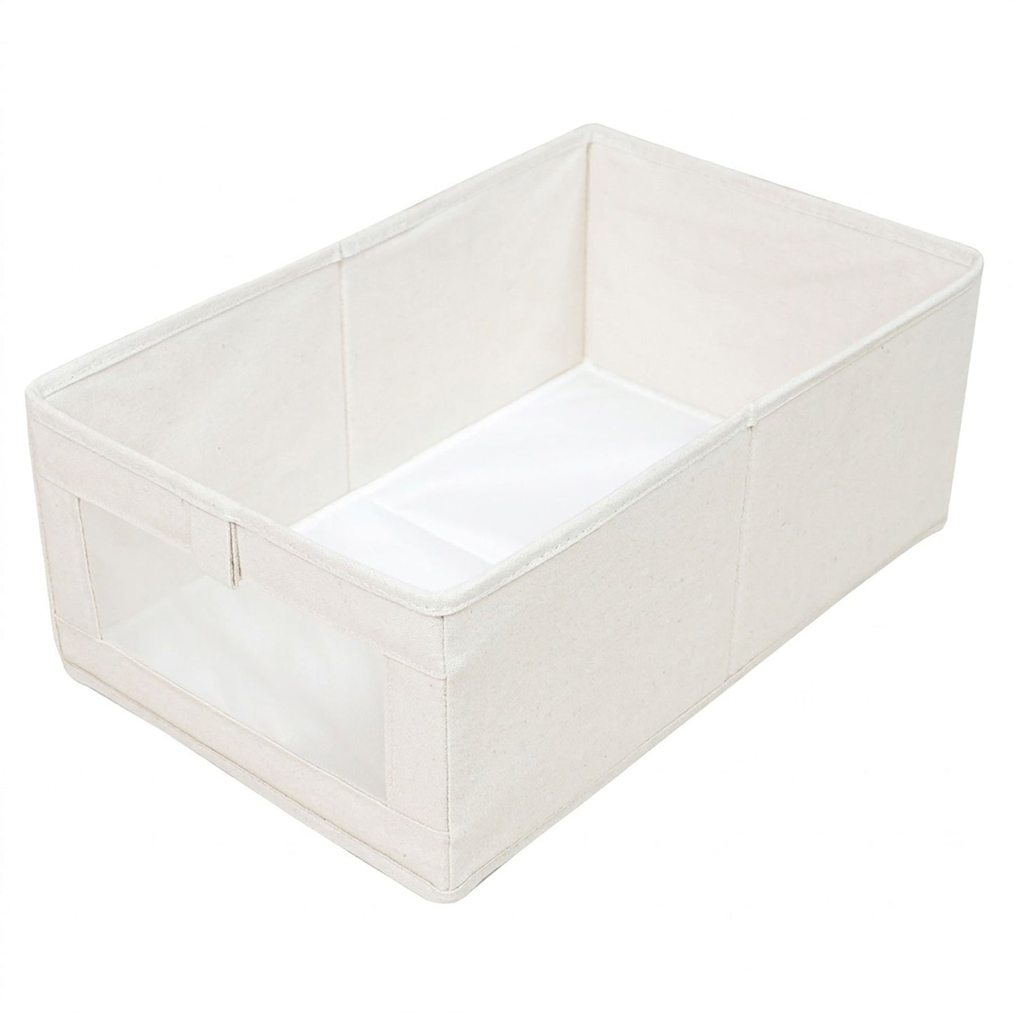 Foldable Fabric Storage Bin with Clear Window and Open Top